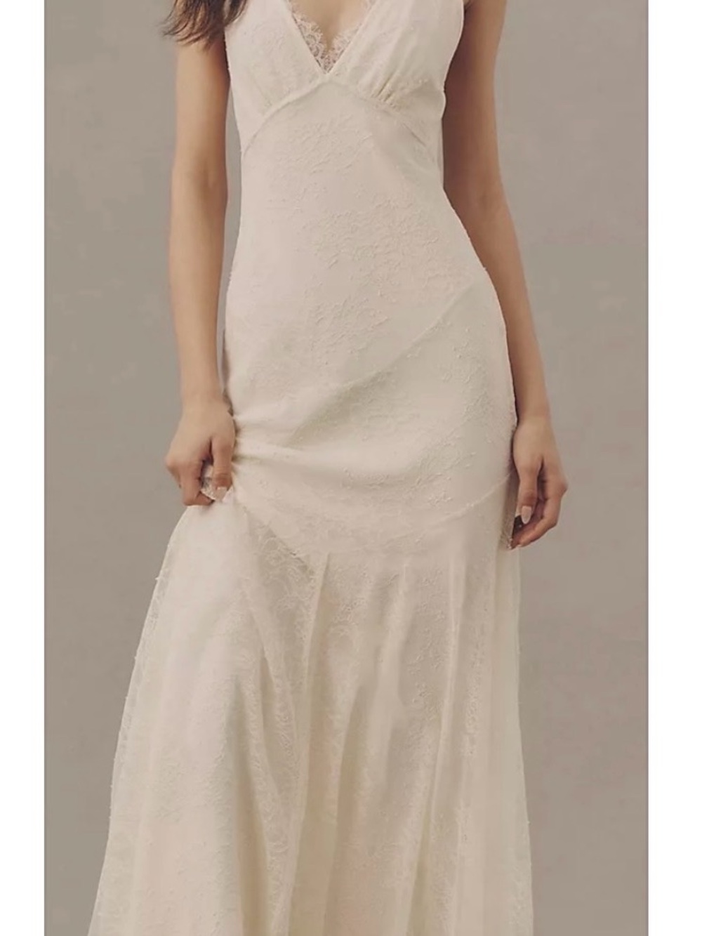 Anthropologie Ivory Lace V-Neck Bridal Gown
